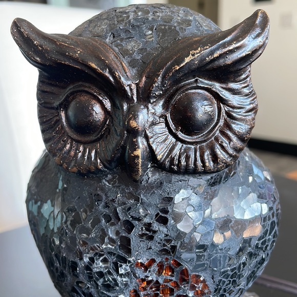 *SOLD*****Vintage Mosaic Crackle Glass Night Owl Table Nightstand Lamp - Picture 4 of 16